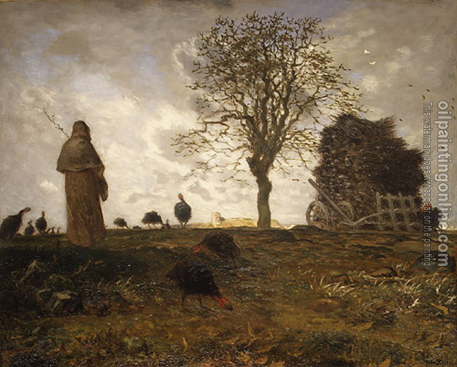 Jean-Francois Millet - Autumn Landscape with a Flock of Turkeys